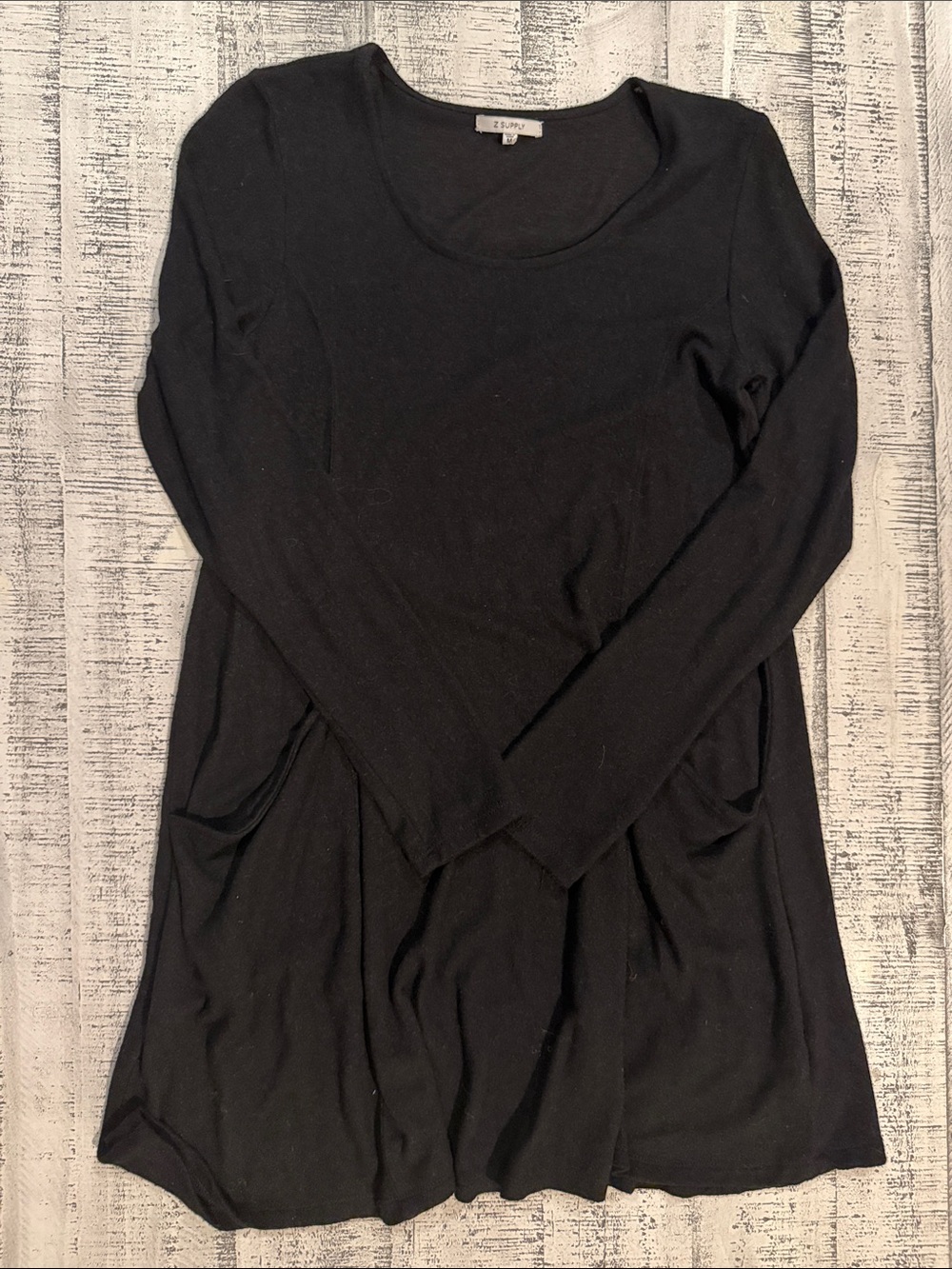 Z Supply Black Long Sleeve Scoop Neck Sweater Dress